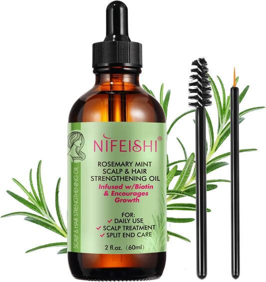Aceite de Romero y Menta Nifeshi – Estimula el Crecimiento del Cabello (60 ml)