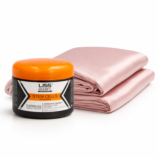 Kit Capilar Premium: Funda de Satín para Almohada + Alisado de Células Madre Liss Expert 250 ml